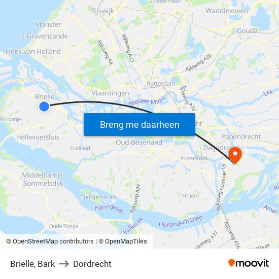 Brielle, Bark to Dordrecht map