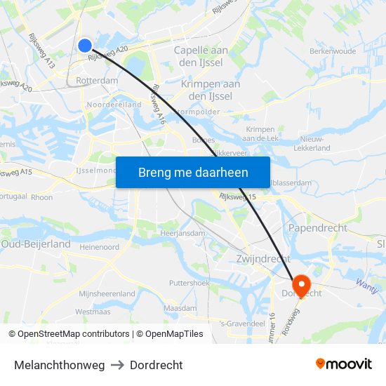 Melanchthonweg to Dordrecht map