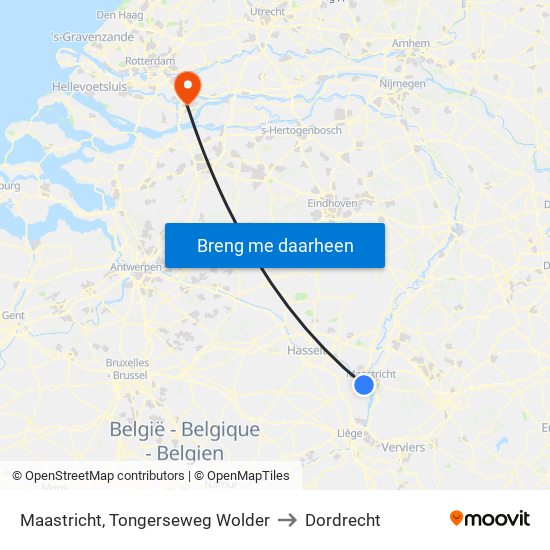 Maastricht, Tongerseweg Wolder to Dordrecht map
