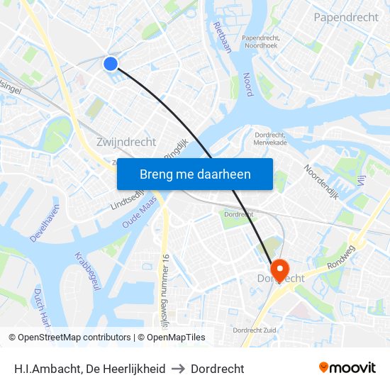 H.I.Ambacht, De Heerlijkheid to Dordrecht map