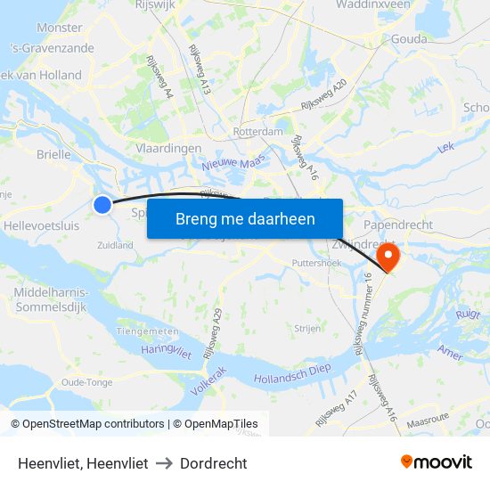Heenvliet, Heenvliet to Dordrecht map