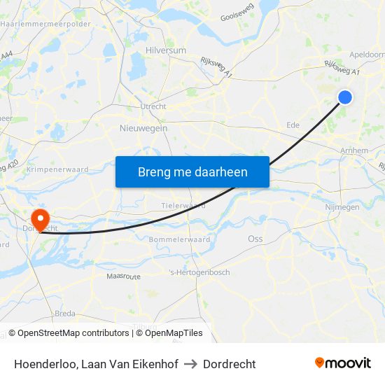 Hoenderloo, Laan Van Eikenhof to Dordrecht map