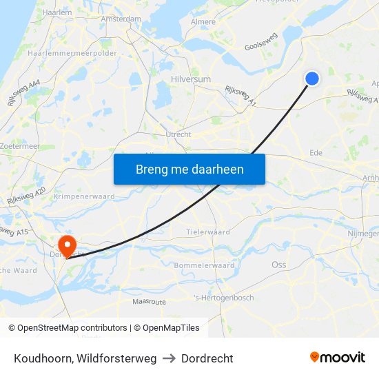 Koudhoorn, Wildforsterweg to Dordrecht map