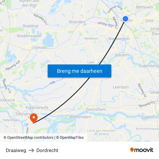 Draaiweg to Dordrecht map