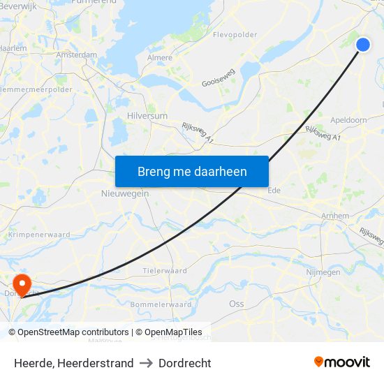 Heerde, Heerderstrand to Dordrecht map