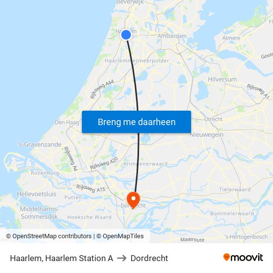 Haarlem, Haarlem Station A to Dordrecht map