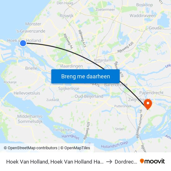 Hoek Van Holland, Hoek Van Holland Haven to Dordrecht map