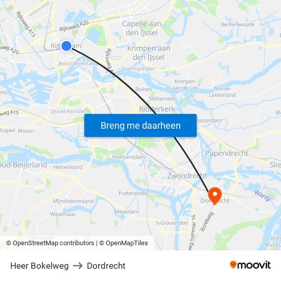 Heer Bokelweg to Dordrecht map