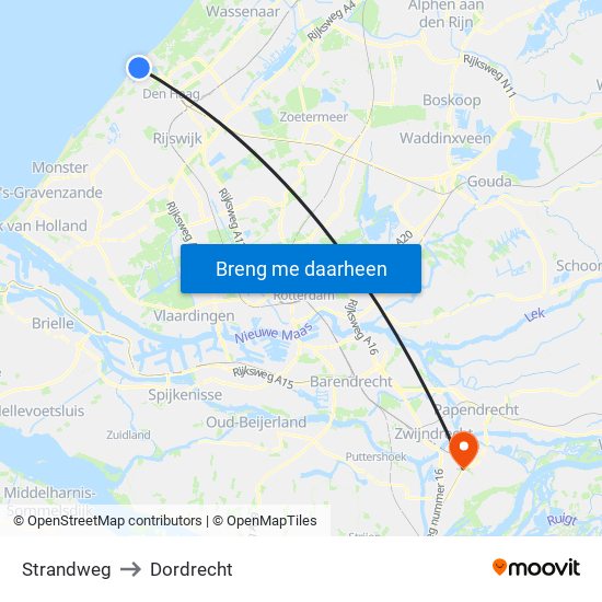 Strandweg to Dordrecht map