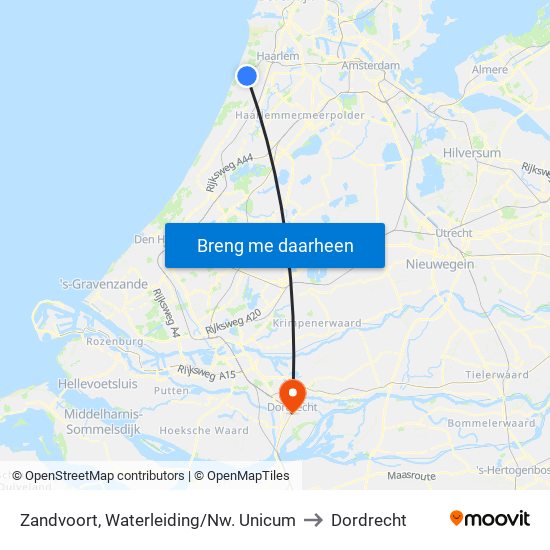 Zandvoort, Waterleiding/Nw. Unicum to Dordrecht map