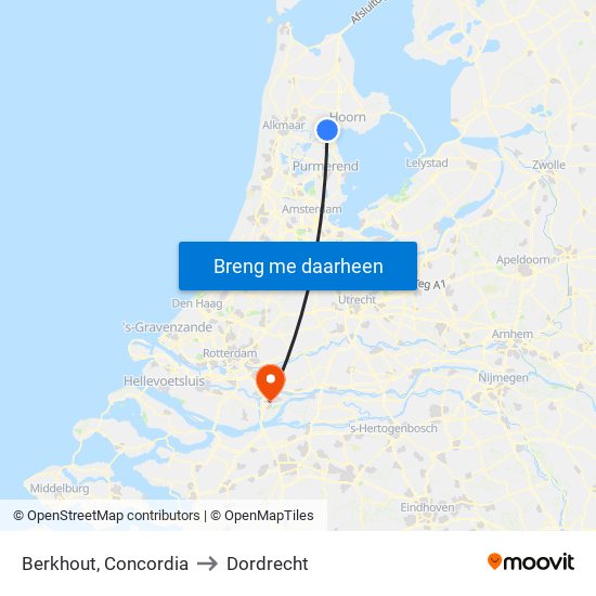 Berkhout, Concordia to Dordrecht map