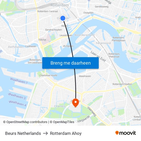 Beurs Netherlands to Rotterdam Ahoy map