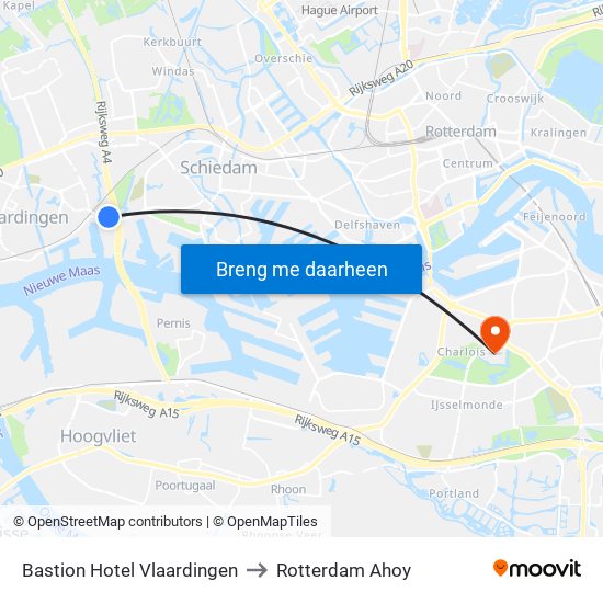 Bastion Hotel Vlaardingen to Rotterdam Ahoy map