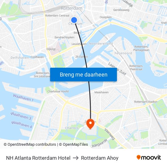 NH Atlanta Rotterdam Hotel to Rotterdam Ahoy map