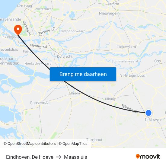 Eindhoven, De Hoeve to Maassluis map
