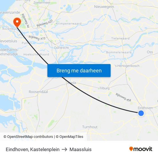 Eindhoven, Kastelenplein to Maassluis map