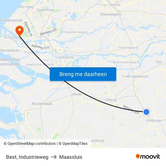 Best, Industrieweg to Maassluis map