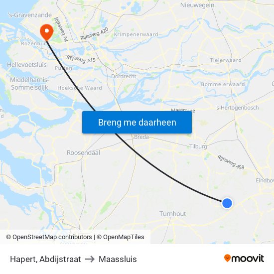 Hapert, Abdijstraat to Maassluis map