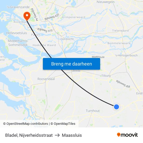 Bladel, Nijverheidsstraat to Maassluis map
