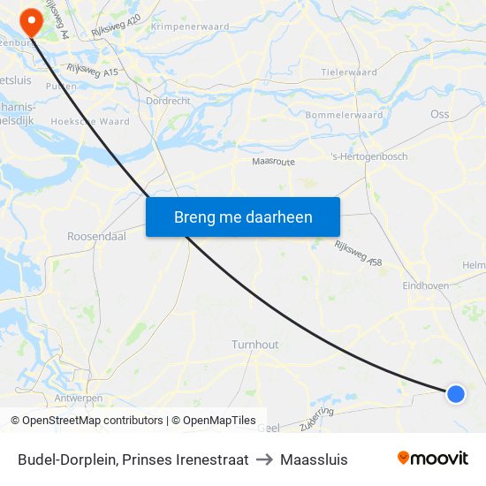 Budel-Dorplein, Prinses Irenestraat to Maassluis map