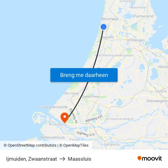 Ijmuiden, Zwaanstraat to Maassluis map