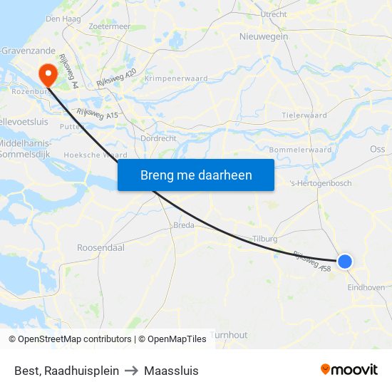 Best, Raadhuisplein to Maassluis map