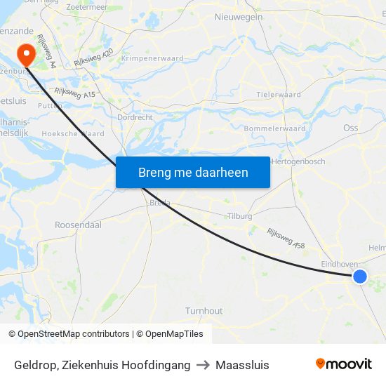 Geldrop, Ziekenhuis Hoofdingang to Maassluis map