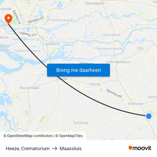 Heeze, Crematorium to Maassluis map