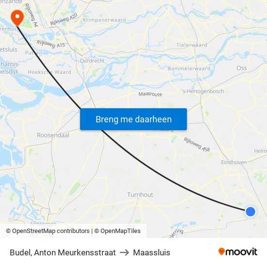 Budel, Anton Meurkensstraat to Maassluis map
