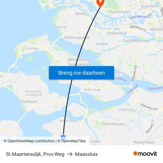 St.Maartensdijk, Prov.Weg to Maassluis map