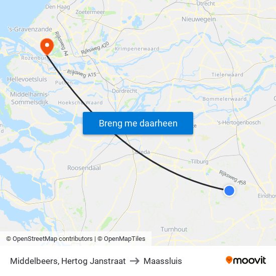 Middelbeers, Hertog Janstraat to Maassluis map