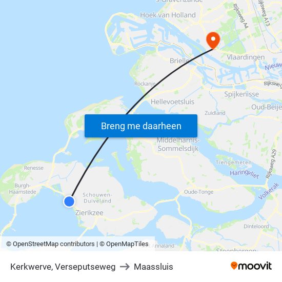 Kerkwerve, Verseputseweg to Maassluis map