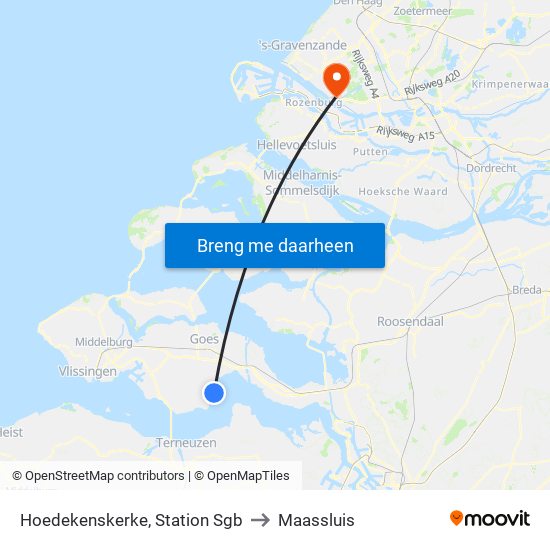 Hoedekenskerke, Station Sgb to Maassluis map