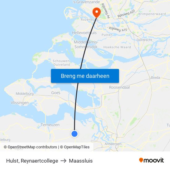 Hulst, Reynaertcollege to Maassluis map