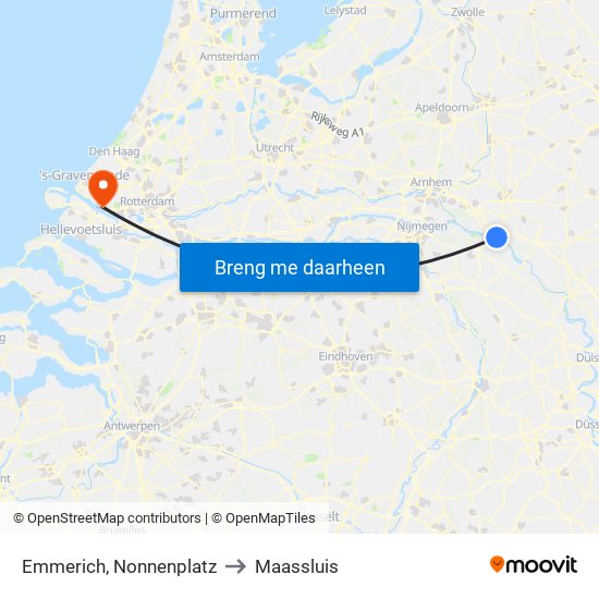 Emmerich, Nonnenplatz to Maassluis map