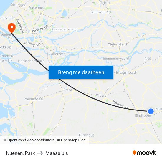 Nuenen, Park to Maassluis map