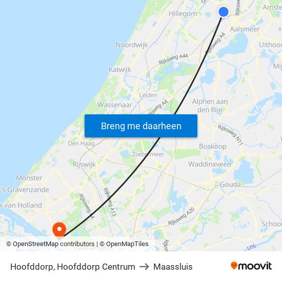 Hoofddorp, Hoofddorp Centrum to Maassluis map