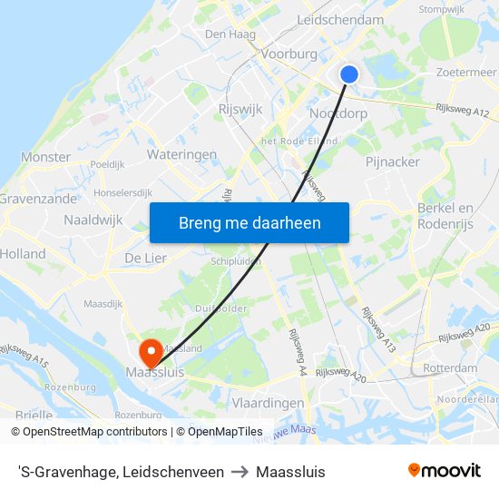 'S-Gravenhage, Leidschenveen to Maassluis map