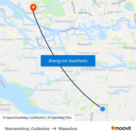 Numansdorp, Oudesluis to Maassluis map