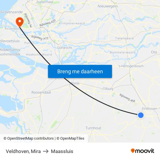 Veldhoven, Mira to Maassluis map