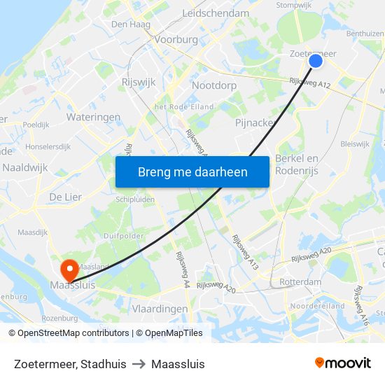 Zoetermeer, Stadhuis to Maassluis map