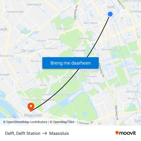 Delft, Delft Station to Maassluis map