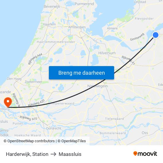 Harderwijk, Station to Maassluis map