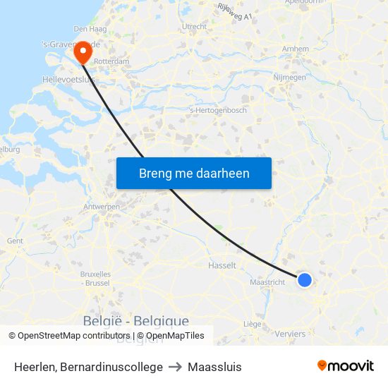 Heerlen, Bernardinuscollege to Maassluis map