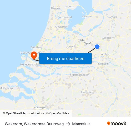 Wekerom, Wekeromse Buurtweg to Maassluis map