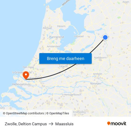 Zwolle, Deltion Campus to Maassluis map