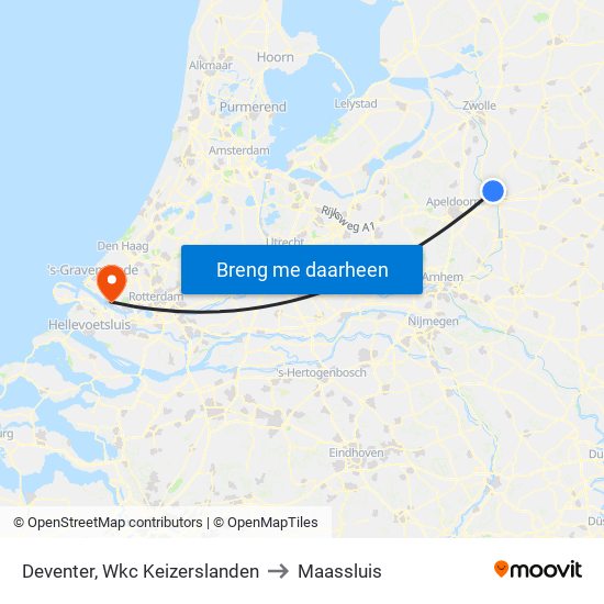 Deventer, Wkc Keizerslanden to Maassluis map