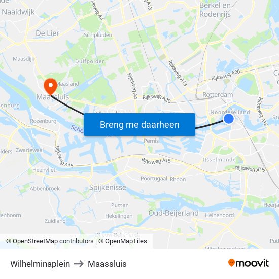 Wilhelminaplein to Maassluis map