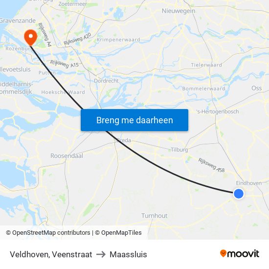 Veldhoven, Veenstraat to Maassluis map