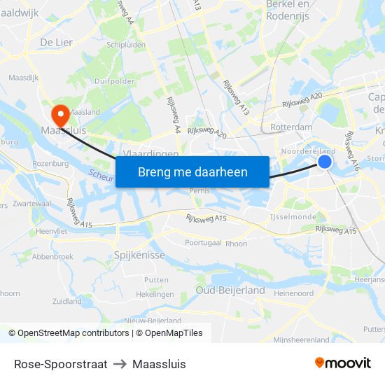 Rose-Spoorstraat to Maassluis map
